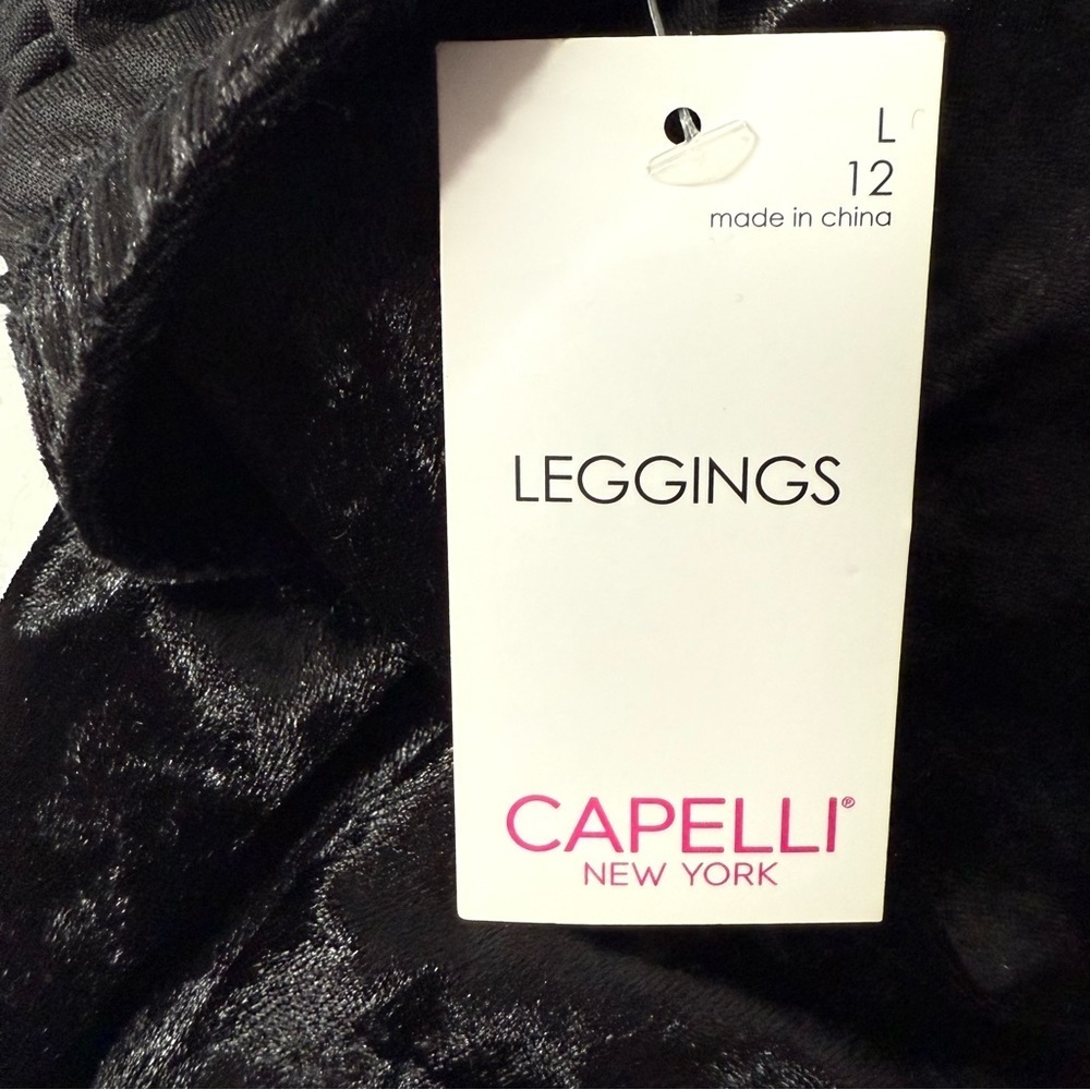 CAPELLI Black Crushed Velvet Leggings Elastic Waist Girls Size L NEW WITH TAG - Picture 11 of 13